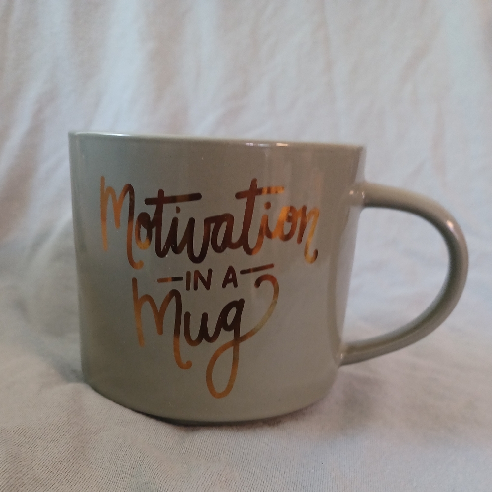 Threshold "Motivation in a mug" 15 oz mug Sage Green with gold font (072324D)